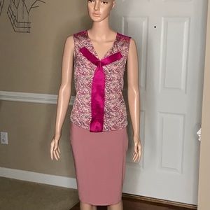 The Limited Sleeveless Fuchsia/Mauve Print Top Size Small NWOT